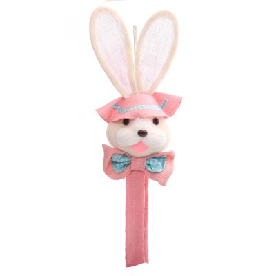 Mrs White Bunny Head Hanging with Pink Bow