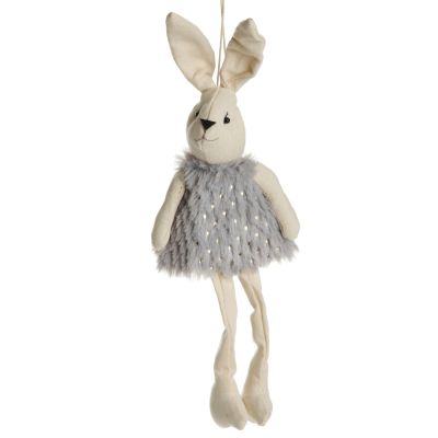 Natural Fabric Bunny with Grey Fur Dress