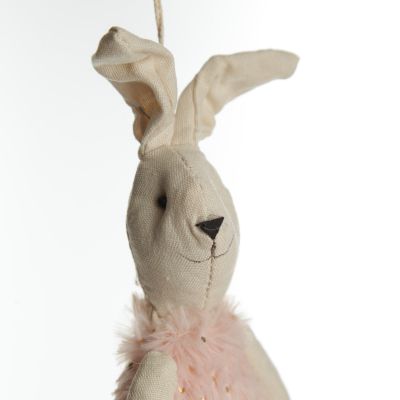 Natural Fabric Bunny with Pink Fur Dress