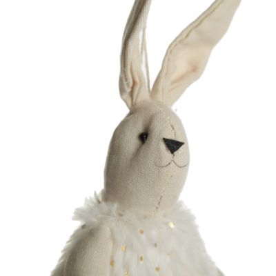 Natural Fabric Bunny with White Fur Dress