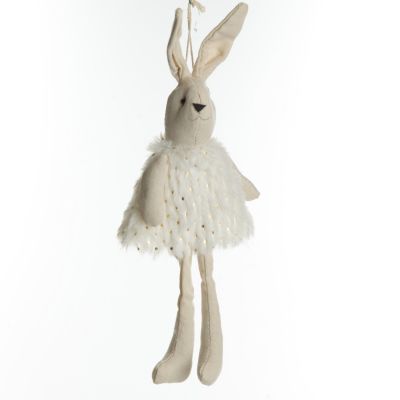 Natural Fabric Bunny with White Fur Dress