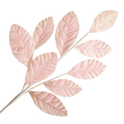 Pale Pink Glitter Leaf Spray