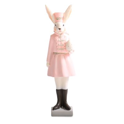 Pastel Pink Easter Polyresin Bunny Figurine