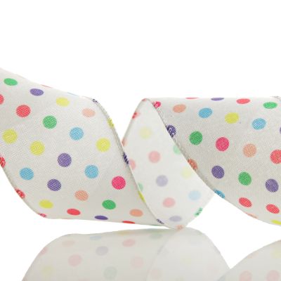 Pastel Polka Dot Ribbon with Wired Edge