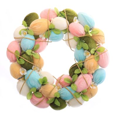Pastel Velvet Easter Egg and Floral Wreath