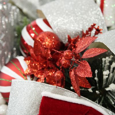 Red Glitter Fruit and Nut Christmas Picks - Set of 2