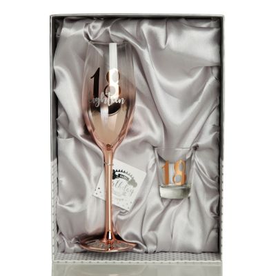 Personalised 18th Birthday Ombre Champagne Flute and Shot Set