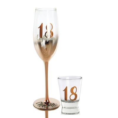 Personalised 18th Birthday Ombre Champagne Flute and Shot Set