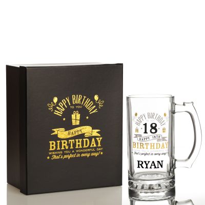  Personalised 18th Happy Birthday Tankard Glass Stein
