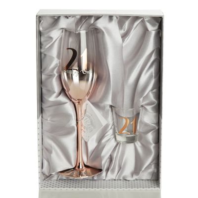 Personalised 21st Birthday Ombre Champagne Flute and Shot Set
