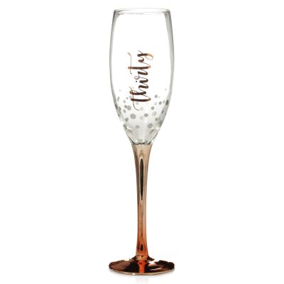 Personalised Rose Gold 30th Birthday Champagne Flute Glass