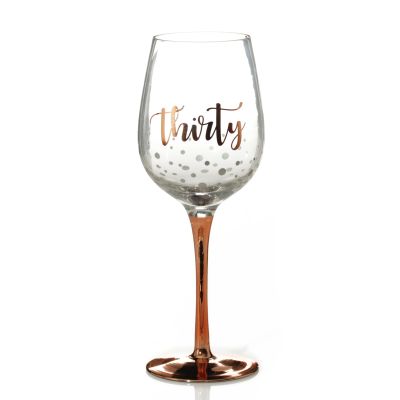Personalised Rose Gold 30th Birthday Wine Glass