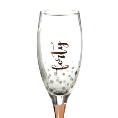 Personalised Rose Gold 40th Birthday Champagne Flute Glass