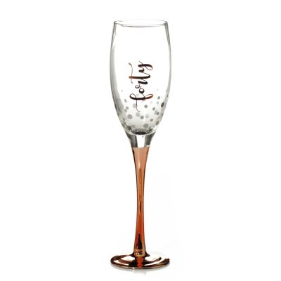 Personalised Rose Gold 40th Birthday Champagne Flute Glass