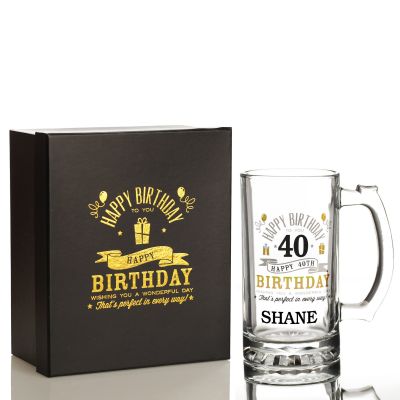  Personalised 40th Happy Birthday Tankard Glass Stein