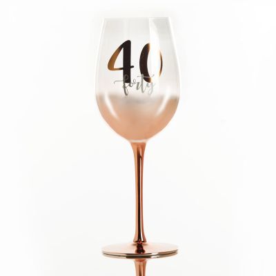 Personalised Rose Gold Ombre 40th Birthday Wine Glass

