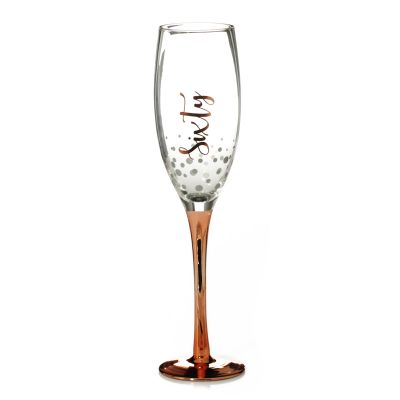 Personalised Rose Gold 60th Birthday Champagne Flute Glass