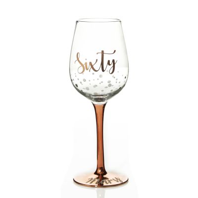 Personalised Rose Gold 60th Birthday Wine Glass