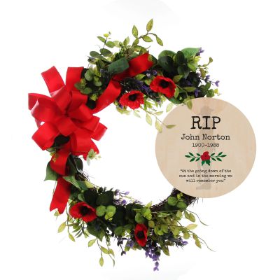 Anzac Day Floral Tribute Wreath With Personalised Plaque - RIP