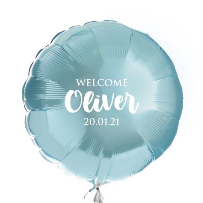 Personalised Baby Blue Foil Balloon - Pearl Finish