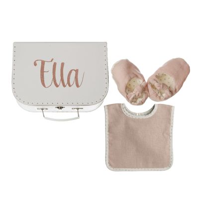 Personalised Baby Girl Bootie and Bib Gift Hamper