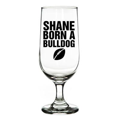 Personalised Born for Footy Beer Glass