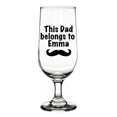 Personalised This Dad Belongs To Beer Glass