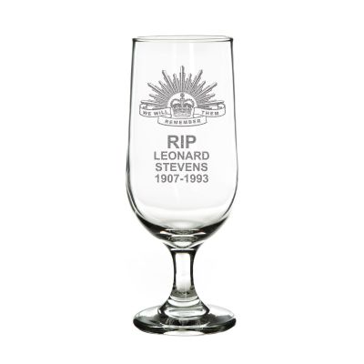 ANZAC Tribute Memorial We Will Remember Them Engraved Beer Glass