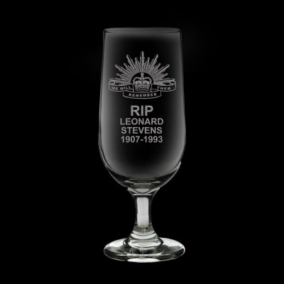 ANZAC Tribute Memorial We Will Remember Them Engraved Beer Glass