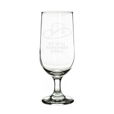 ANZAC Tribute Memorial Slouch Hat Engraved Beer Glass