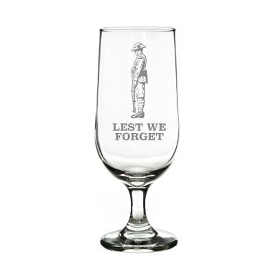 ANZAC Tribute Memorial Solider Engraved Beer Glass