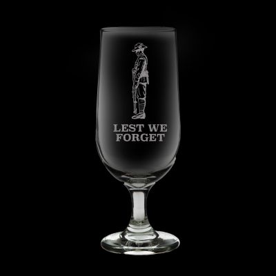 ANZAC Tribute Memorial Solider Engraved Beer Glass