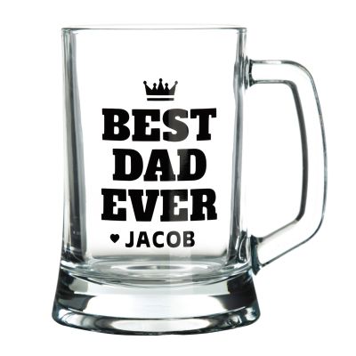 Personalised Best Dad Ever Tankard Glass Stein