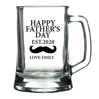 Personalised Happy Father's Day Tankard Glass Stein