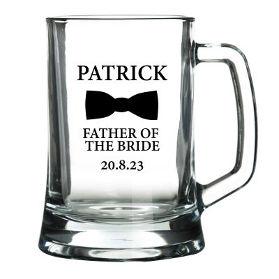 Personalised Father of the Bride Tankard Glass Stein