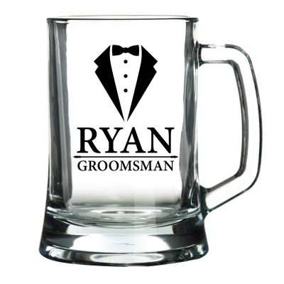 Personalised Groomsman Tankard Glass Stein