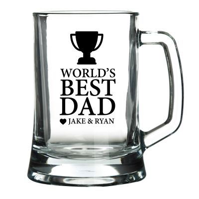 Personalised World's Best Dad Tankard Glass Stein