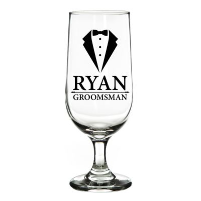 Personalised Wedding Groomsman Beer Glass - Tuxedo
