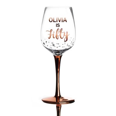 Personalised 50th Birthday Wine Glass - Mixed Font 