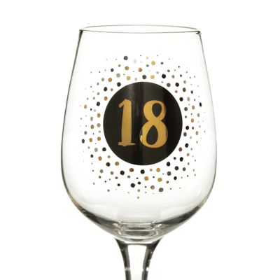 Personalised Black and Gold 18th Birthday Wine Glass