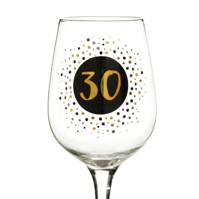 Personalised Black and Gold 30th Birthday Wine Glass