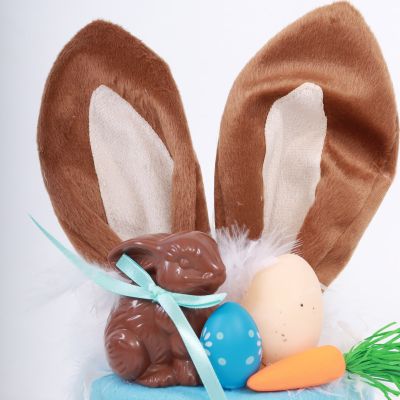 Personalised Blue Chocolate Bunny Ears Top Hat