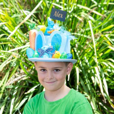 Personalised Blue Felt Bunny Easter Hat