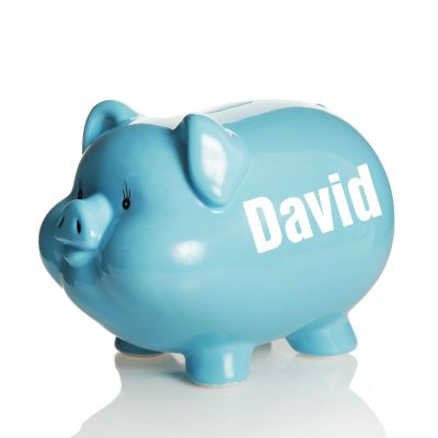 Personalised Blue Piggy Bank
