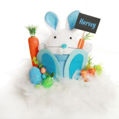 Personalised Blue Plush Bunny Easter Hat