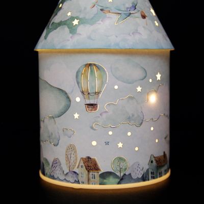 Personalised Blue Town Flying High House Night Light