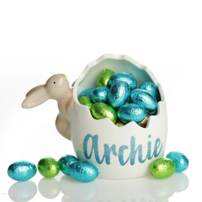 Personalised Ceramic Bunny with Cracked Egg Pot
