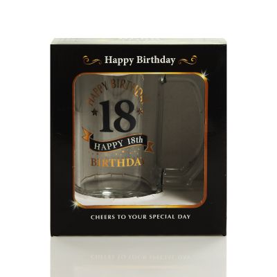 Personalised Classic 18th Happy Birthday Tankard Glass Stein