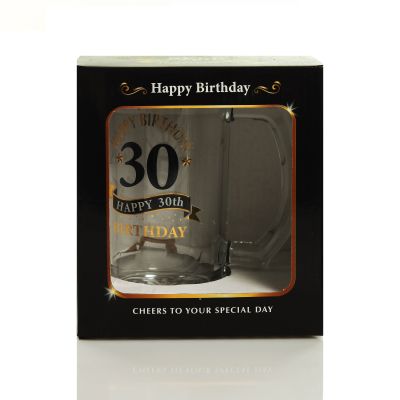 Personalised Classic 30th Happy Birthday Tankard Glass Stein