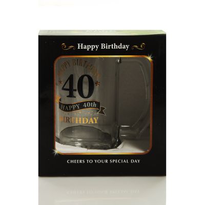 Personalised Classic 40th Happy Birthday Tankard Glass Stein